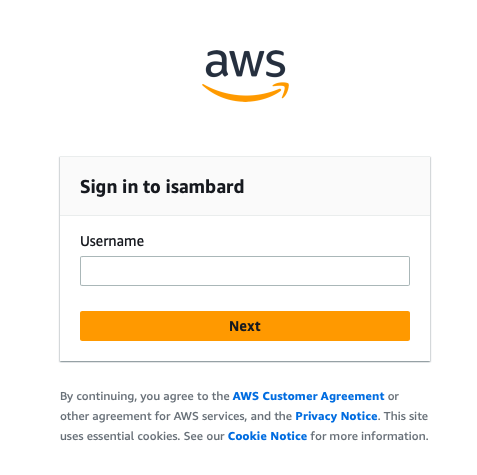 Enter your email address on the AWS sign-in page