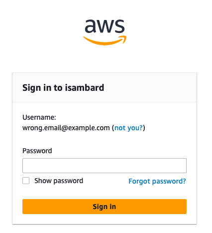 Error message showing password prompt instead of email verification