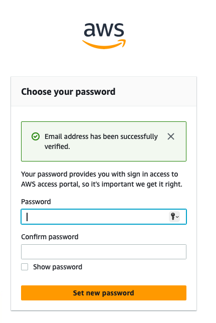 Choose a password for your AWS account