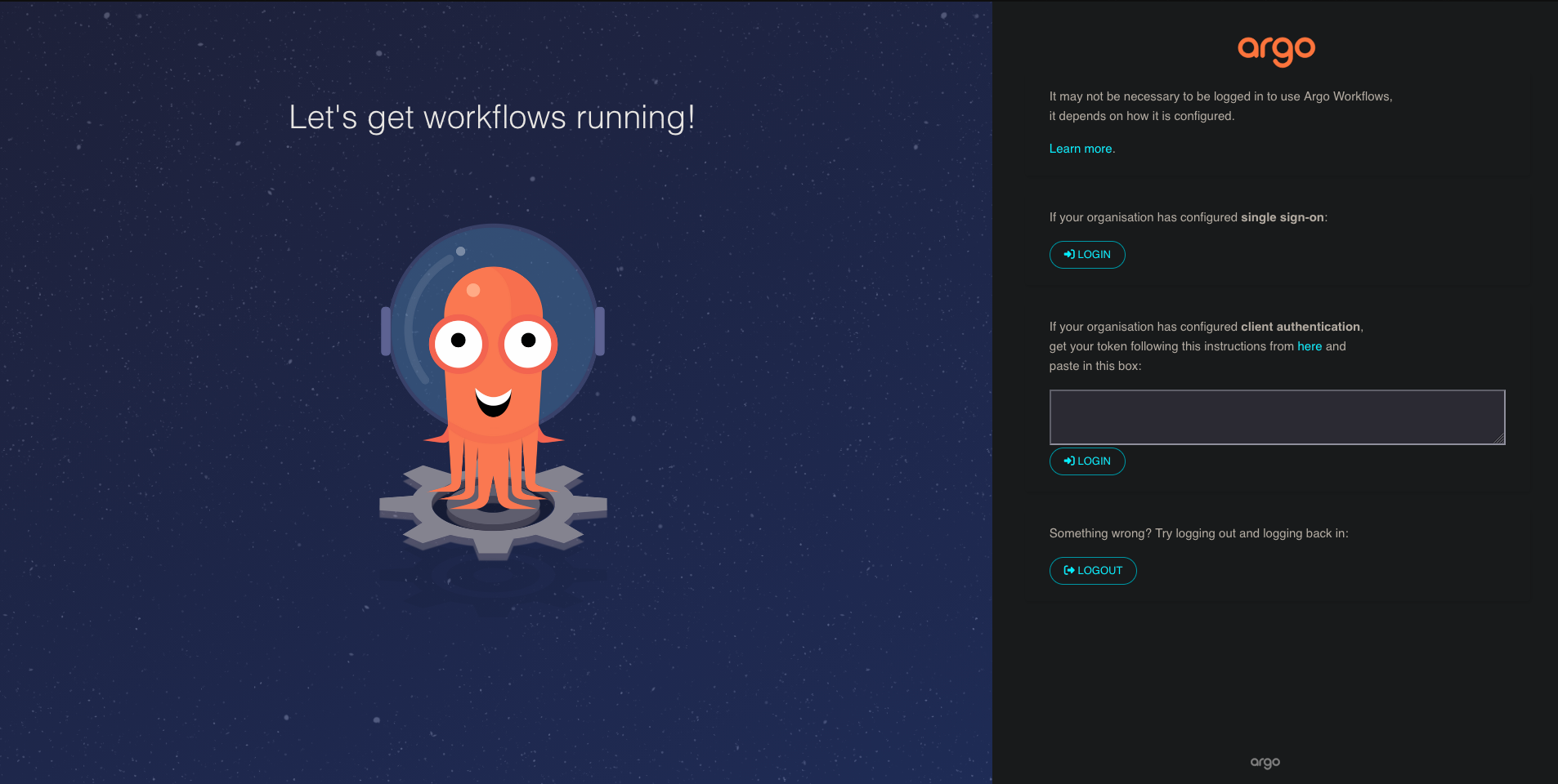 Argo Workflows welcome page
