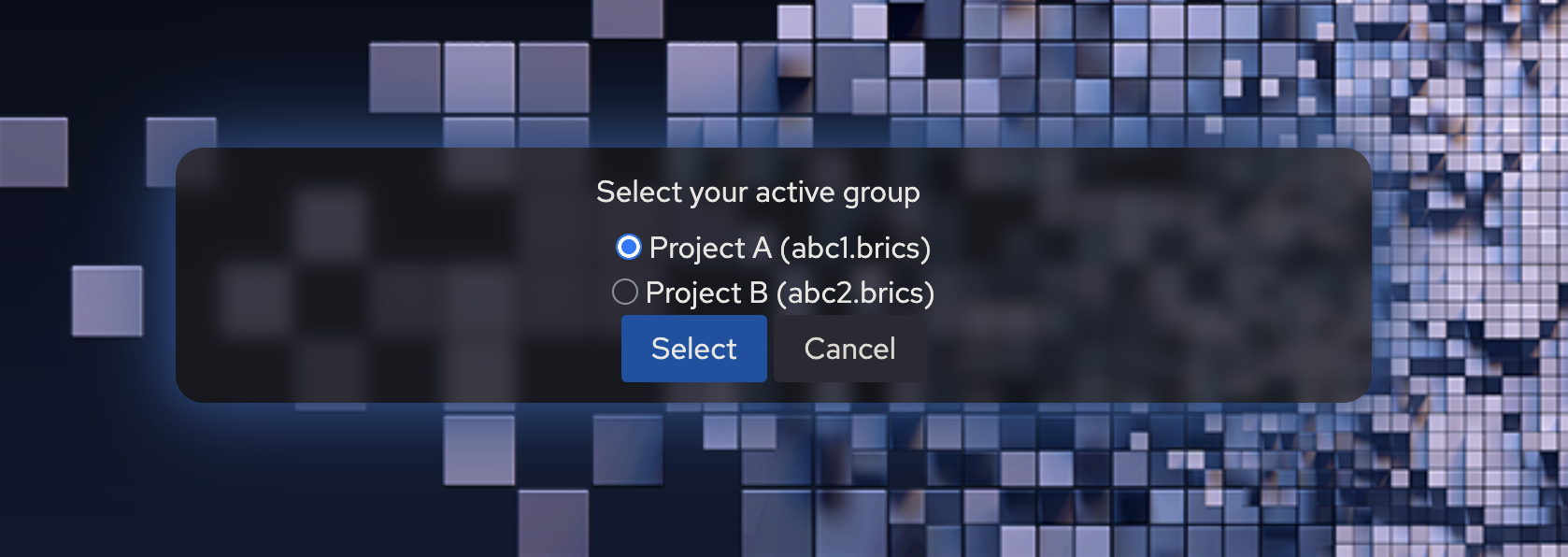 Selecting the project to access Argo Workflows through