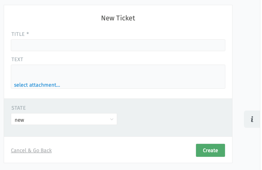 Submit ticket page